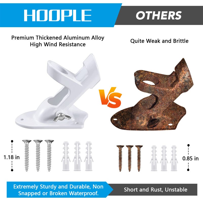 HOOPLE Flag Pole Holder for Outside House, Flag Holder, Flag Holders for Outside, Heavy Duty Flag Pole Mounting Bracket, Flag Bracket, Aluminum Rust Free Coated, Stainless Hardware 1" Diameter - Image 4